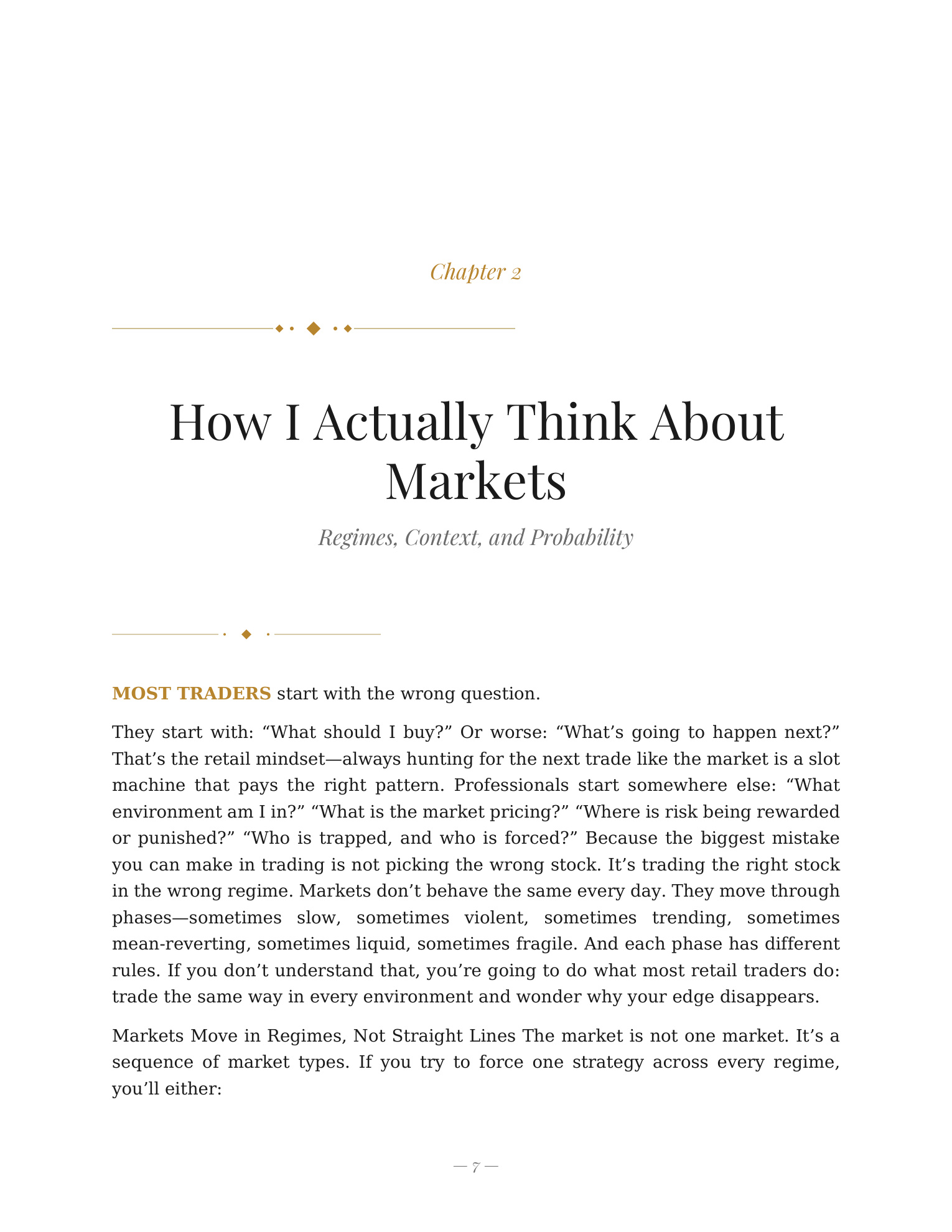 Chapter 2 — How I Actually Think About Markets
